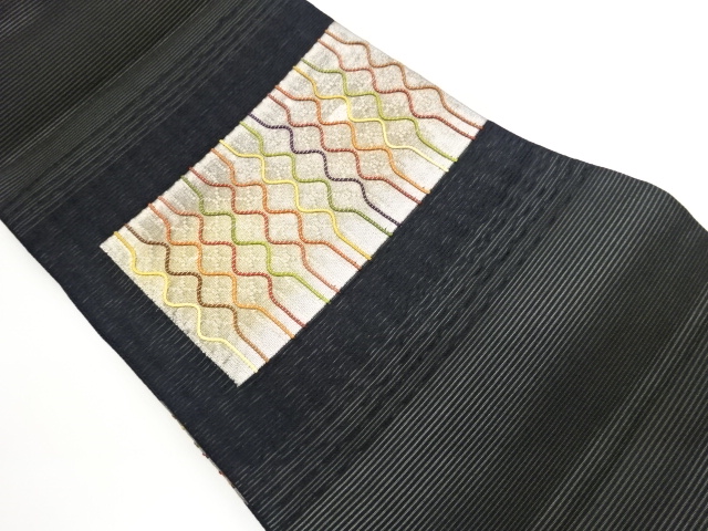 絽紐通し変わり立涌模様織出し名古屋帯